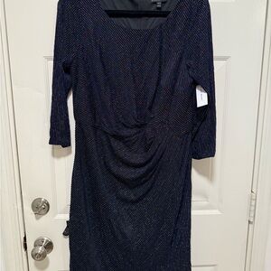 Lane Bryant Navy Formal Dress with Subtle Sparkle and ruching